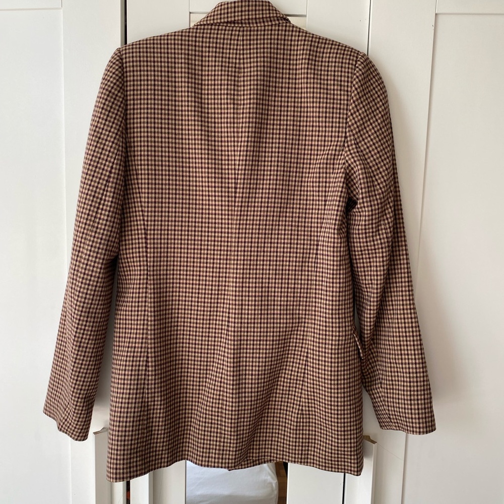 Zara Textured Brown Check Double Breasted Blazer Jacket Size XS - Picture 6 of 10